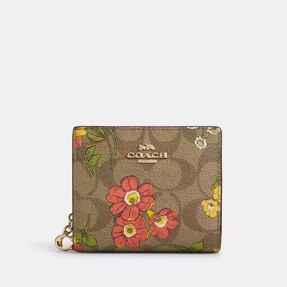 Snap Wallet In Signature Canvas With Floral Print - Picture 4 of 6